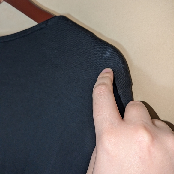 J. Jill Perfect Pima Delicate Trim Tunic Crew Neck 3/4 Sleeve Tee Black L Petite - Picture 3 of 12